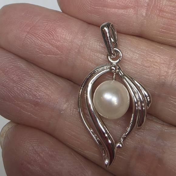 modernist retro Japanese saltwater cultured akoya vintage pearl pendant - Picture 1 of 7